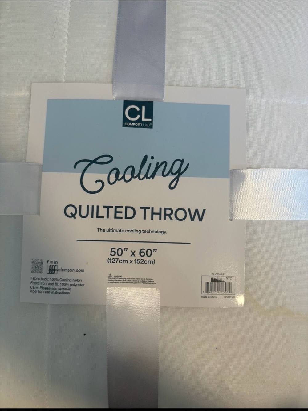 CL Comfort + Lab Cooling Quilted Throw - White